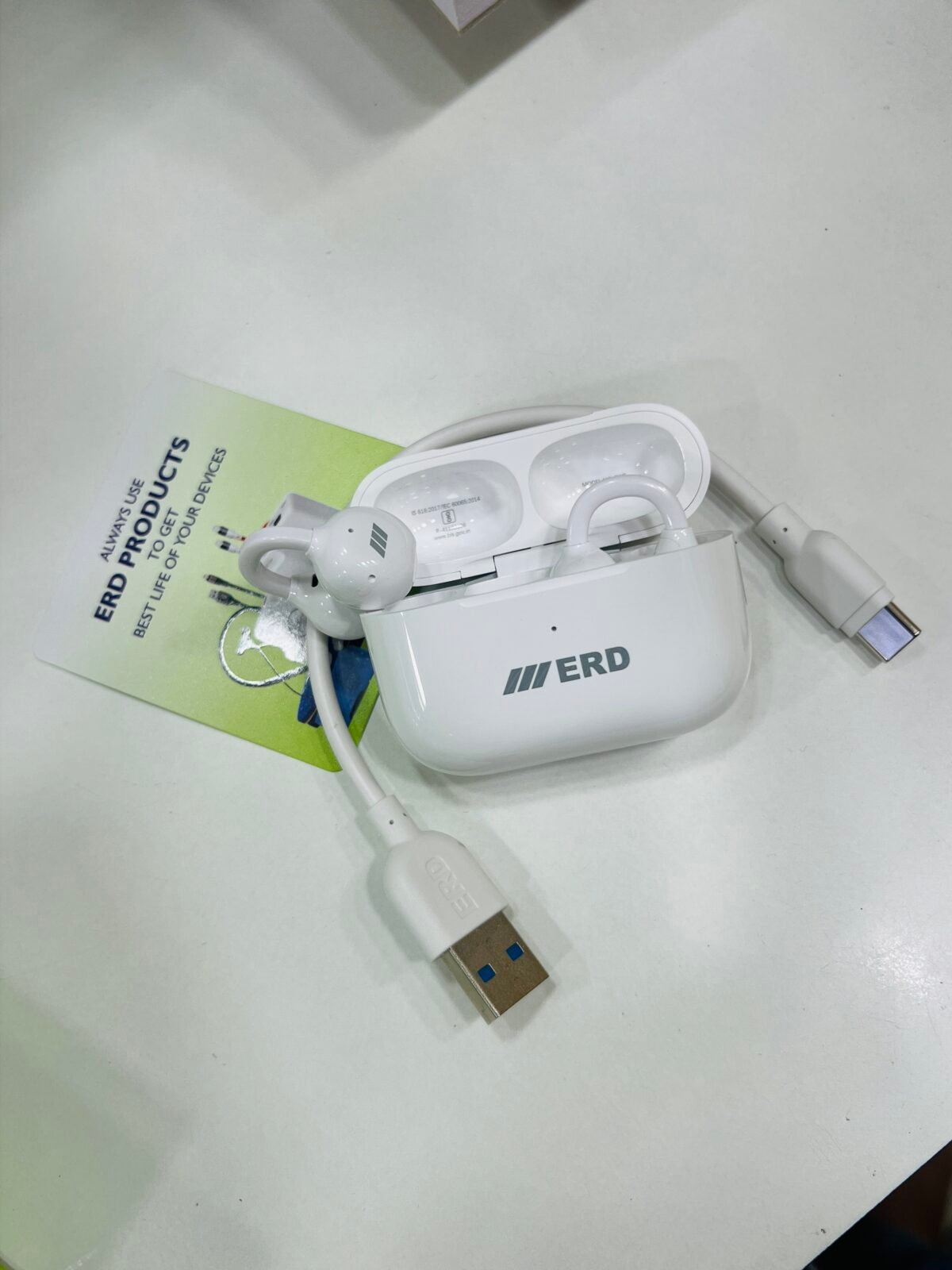 ERD OWS-100 Bluetooth 5.4 Wireless Earbuds (White) - Image 2